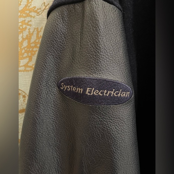 BSNF Railway Mens Varsity Leather Wool System Electrician Big Tall Jacket XXL - Picture 3 of 17